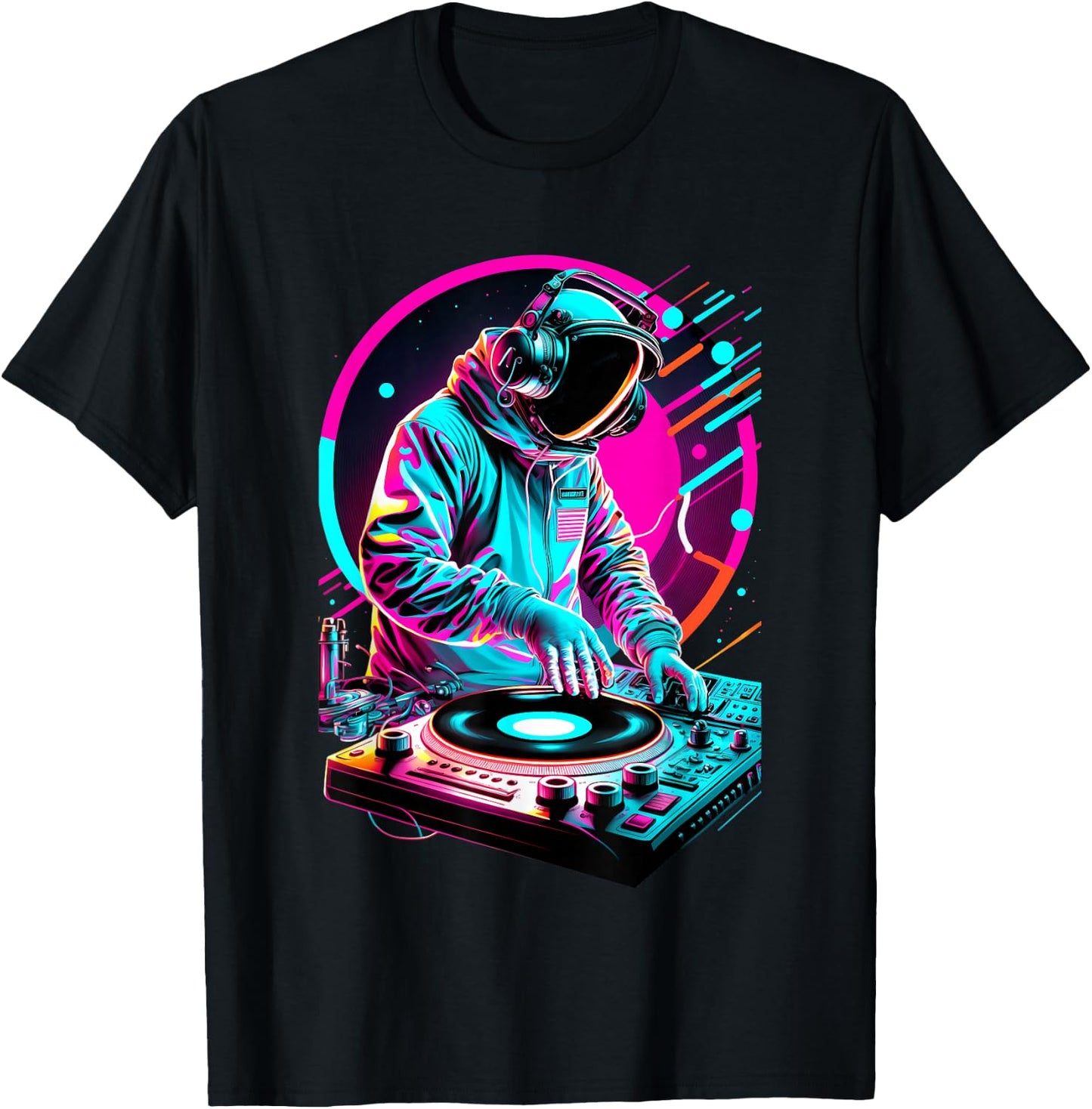 Astronaut DJ, DJing in Space, EDM cool Graphic T-Shirt - T-Shirt | Black
