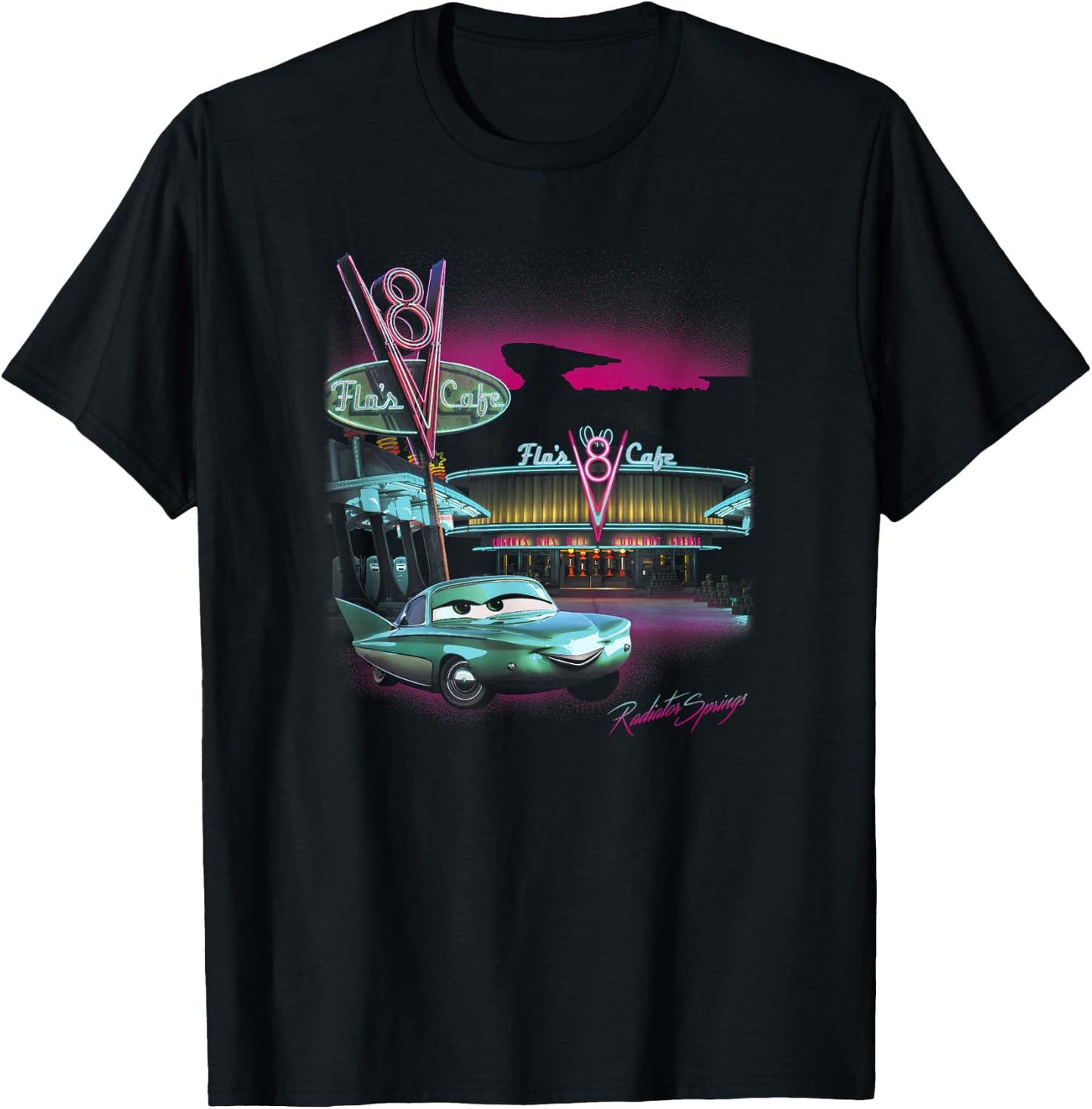 Disney Pixar Cars Radiator Springs Flo's Cafe Small T-Shirt - T-Shirt | Black