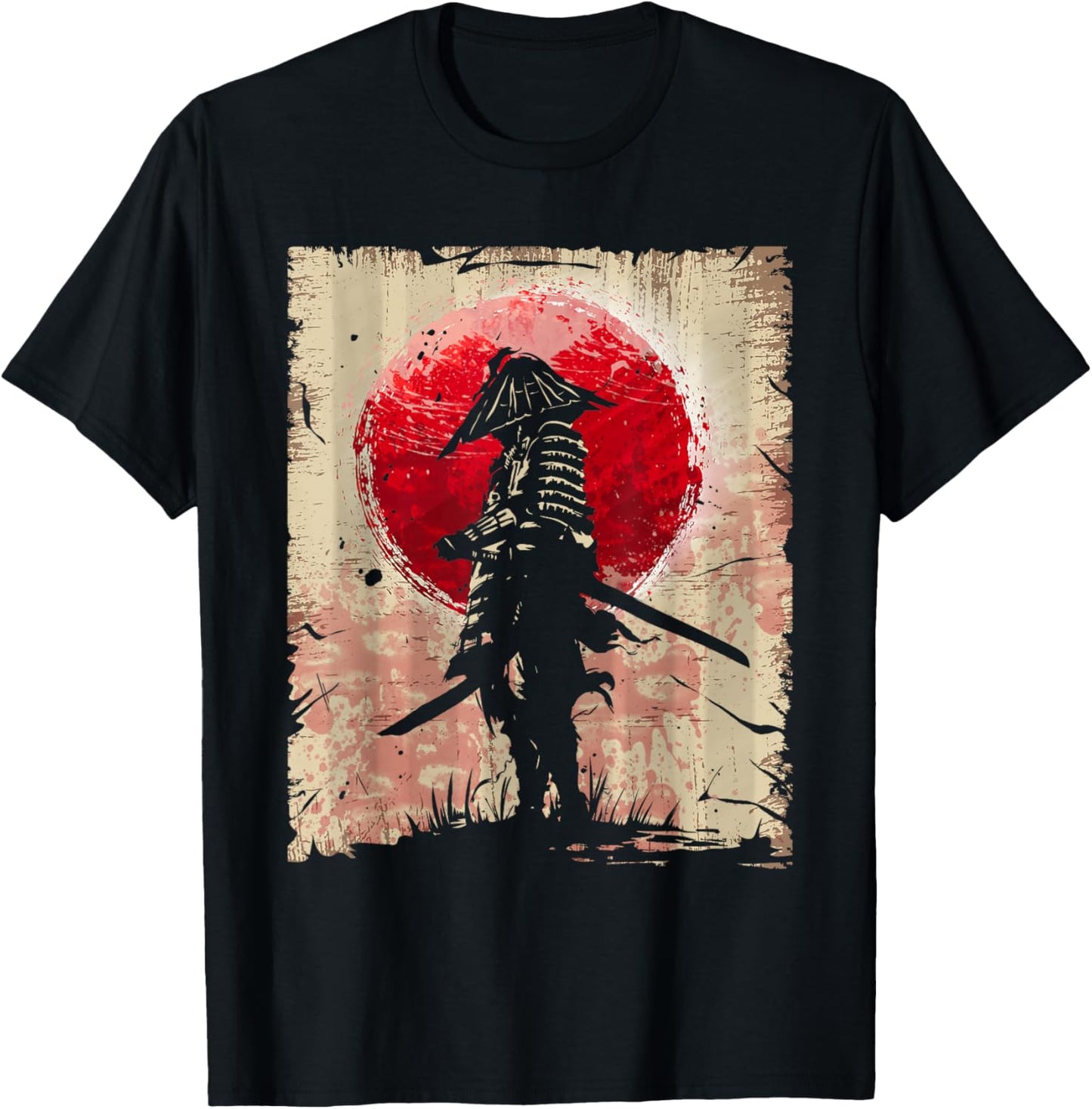 Japanese Art Samurai Vintage Fighter Retro Design T-Shirt - T-Shirt | Black