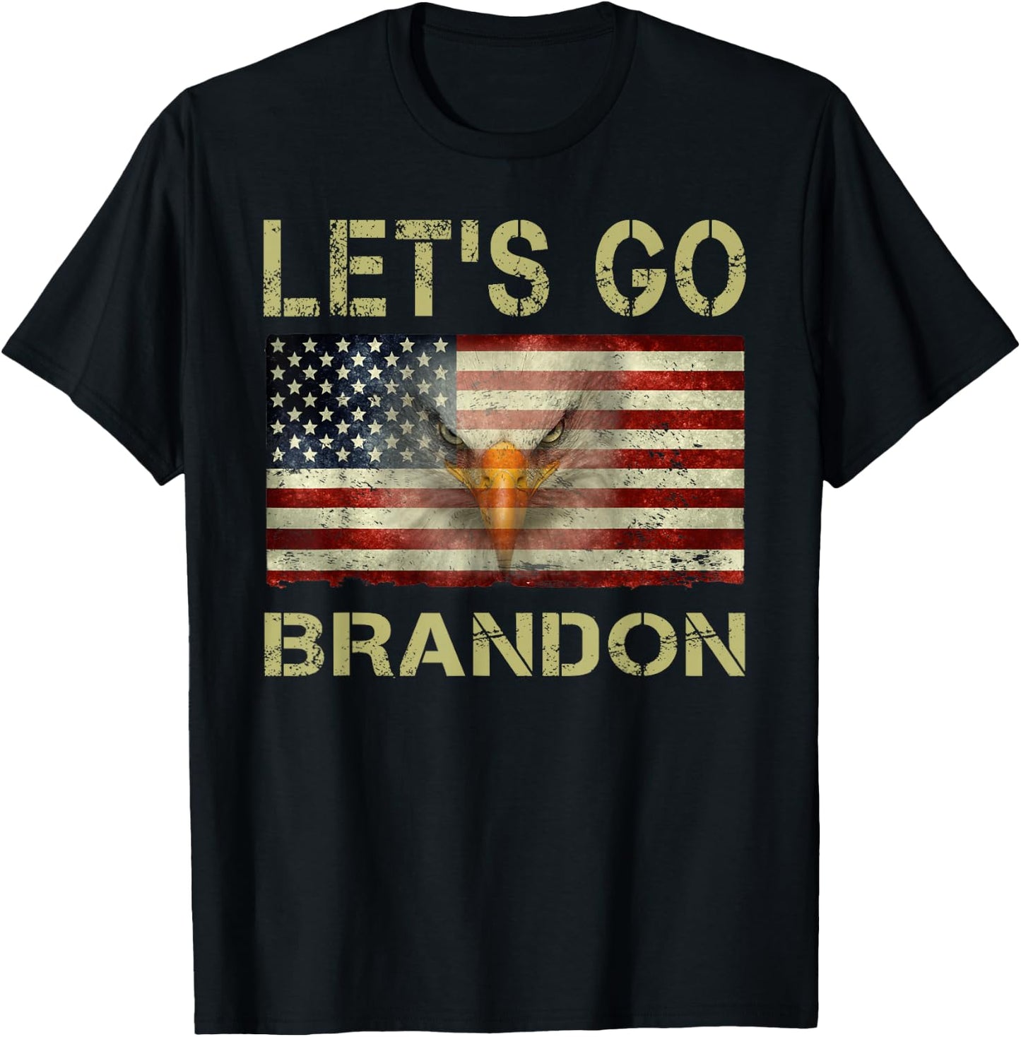 Let’s Go Brandon Conservative USA Flag Funny T-Shirt - T-Shirt | Black