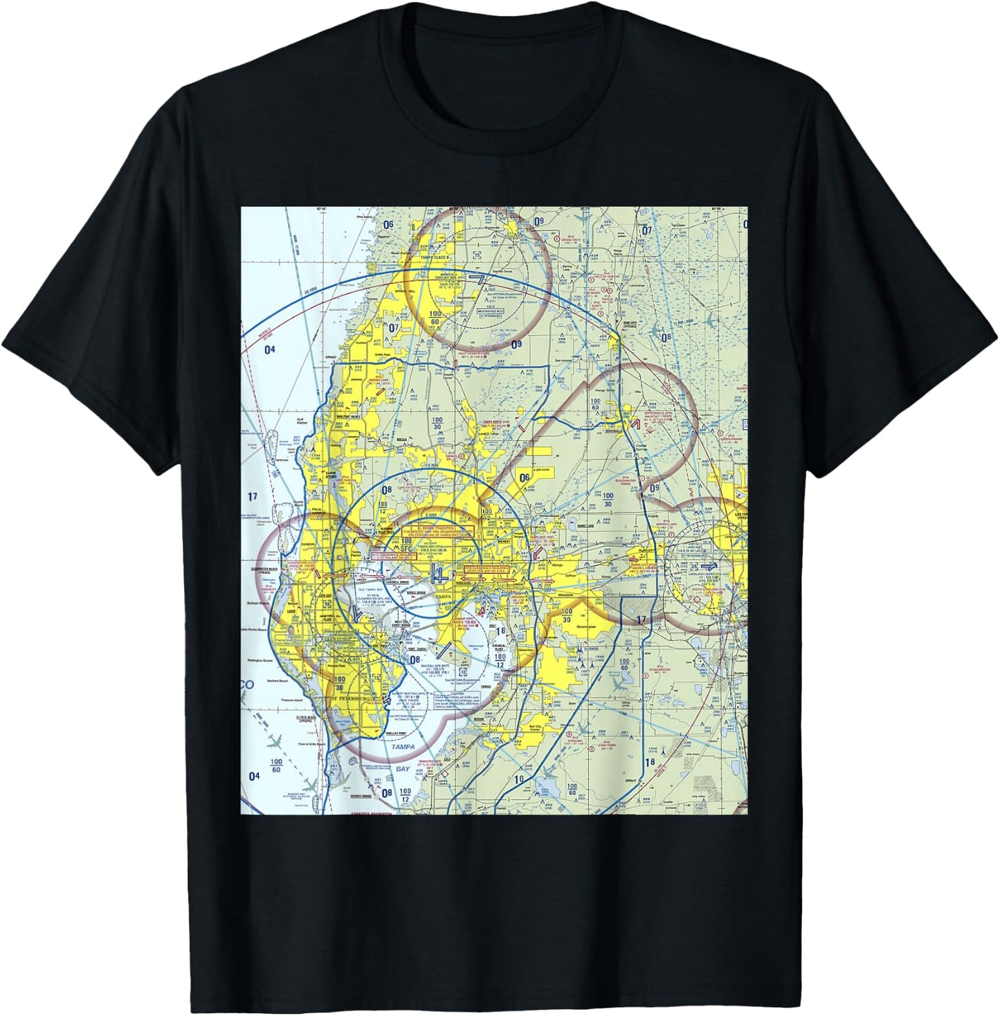 Aeronautical VFR Sectional Chart - Tampa T-Shirt - T-Shirt | Black