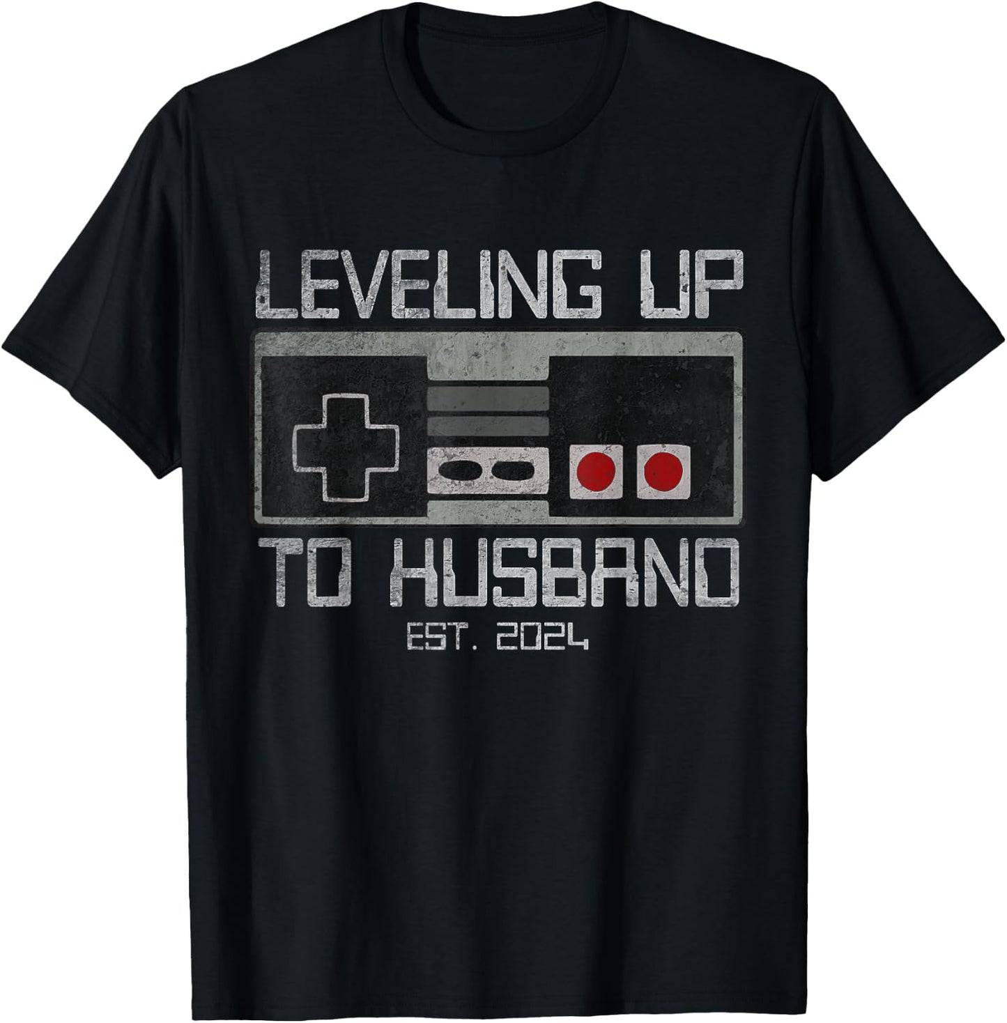 Leveling Up To Future Husband 2024 Bachelor Party Groom T-Shirt - T-Shirt | Black