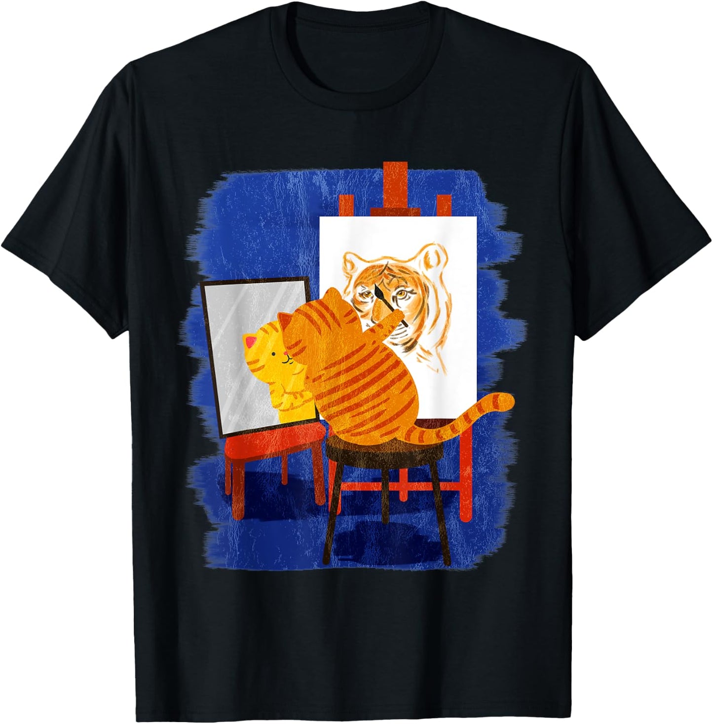 Cute Artistic Cat - Cute Cat Painting Lion Art T-Shirt - T-Shirt | Black