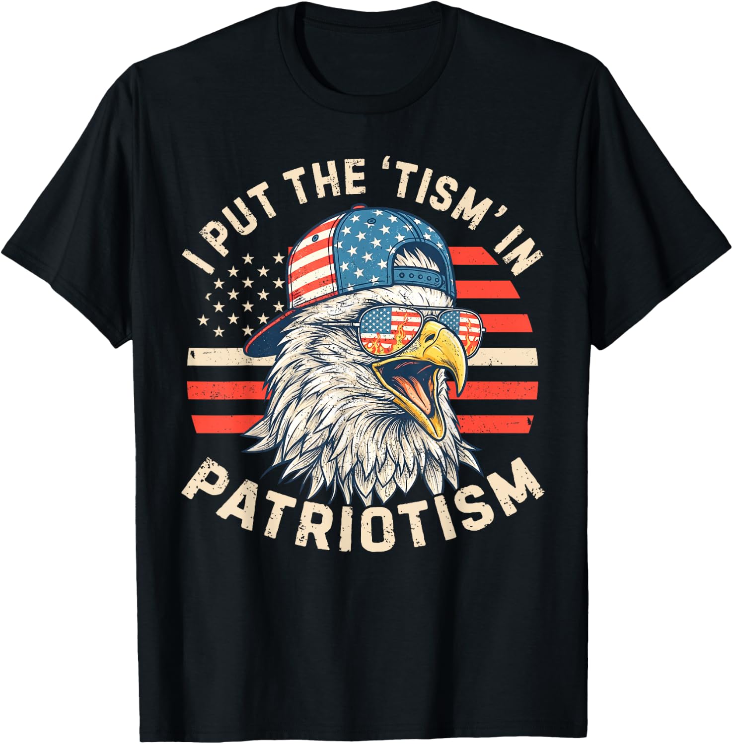 I Put The Tism in Patriotism Athletic Eagle 4th of July Kids T-Shirt - T-Shirt | Black