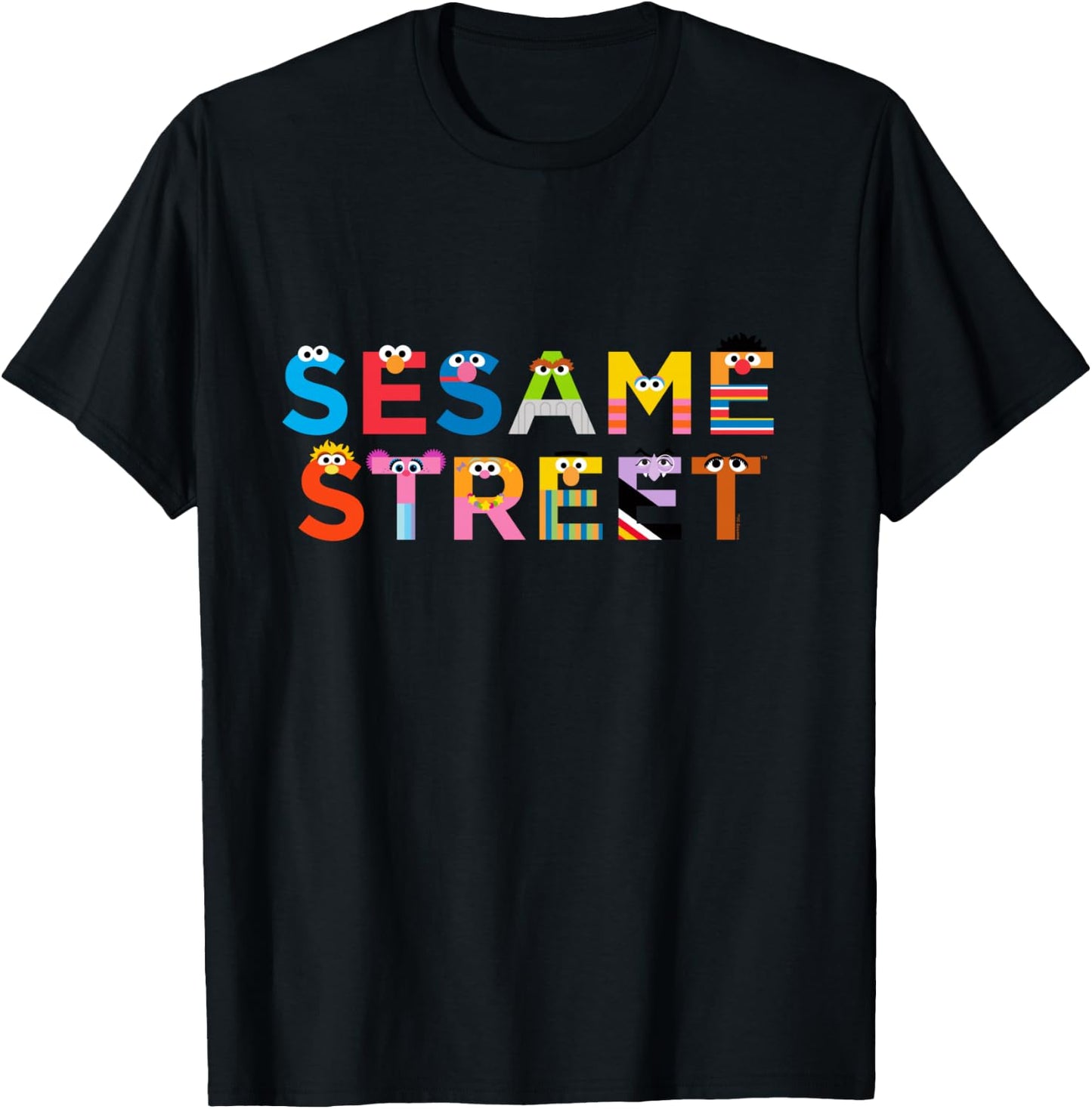 Sesame Street with Monster Letters T-Shirt - T-Shirt | Black