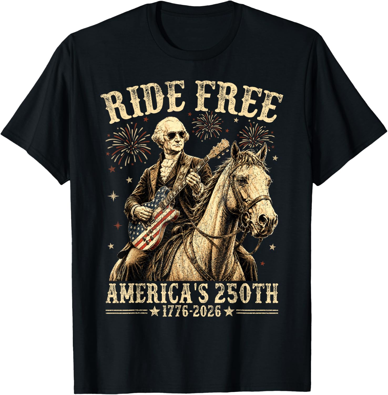 Ride Free 1776 2026 Horse 250th Anniversary USA 250 Years T-Shirt - T-Shirt | Black