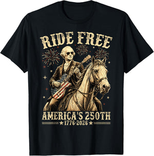 Ride Free 1776 2026 Horse 250th Anniversary USA 250 Years T-Shirt - T-Shirt | Black