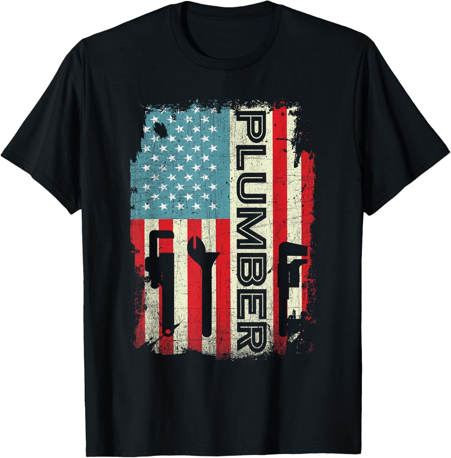 Patriotic Plumber 4th of July Plumber Plumber Gifts Men T-Shirt - T-Shirt | Black