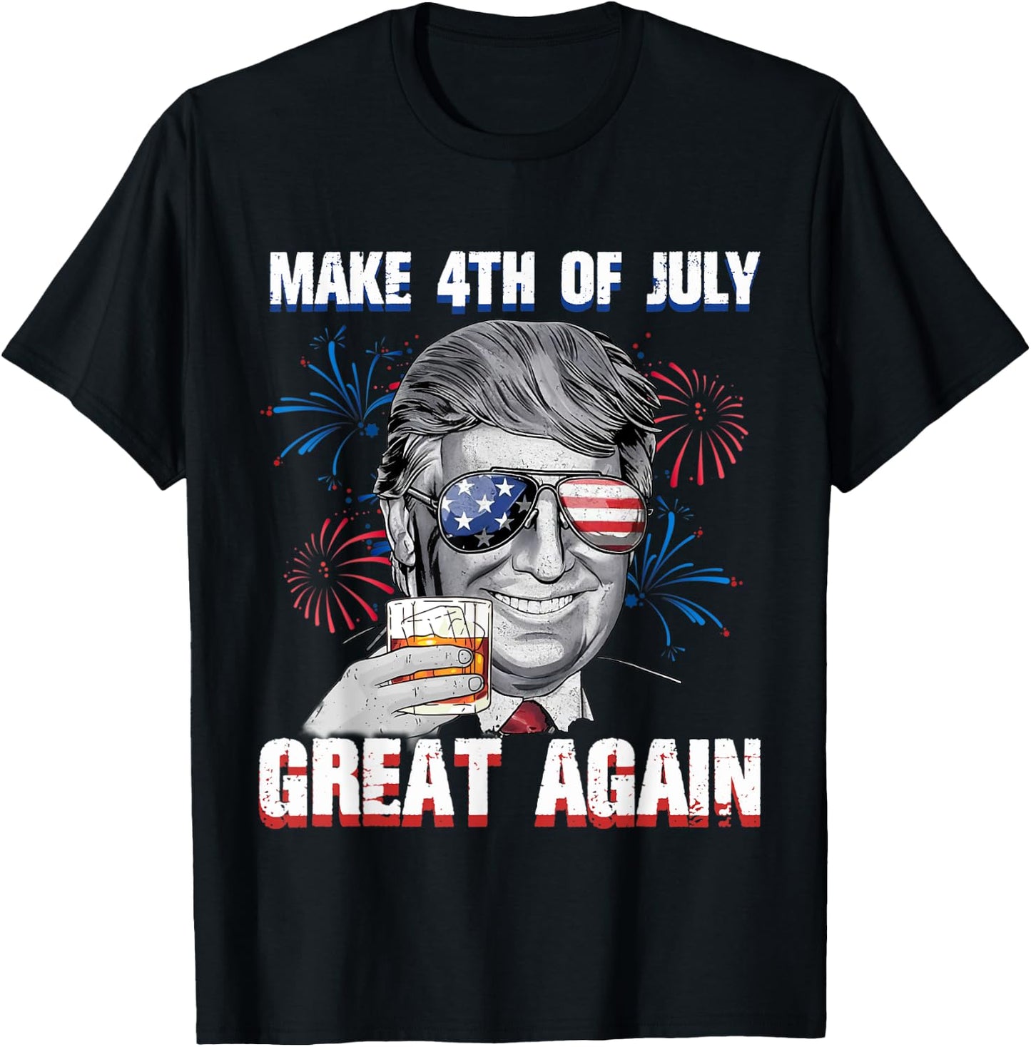 Make 4th Of July Great Again Funny Trump Men Drinking Beer T-Shirt - T-Shirt | Black