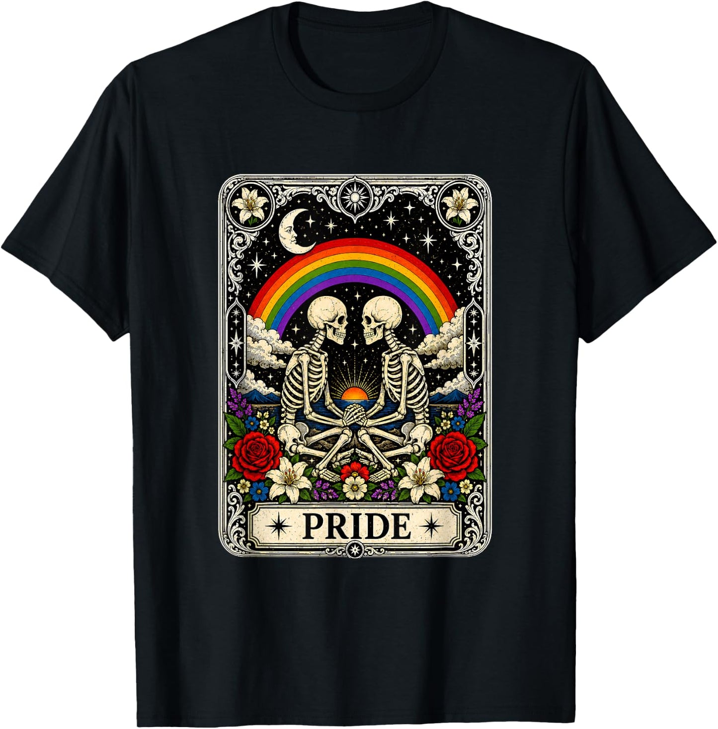 LGBT Tarot Skeleton Gay Pride LGBTQ Equal Rights Transgender T-Shirt - T-Shirt | Black