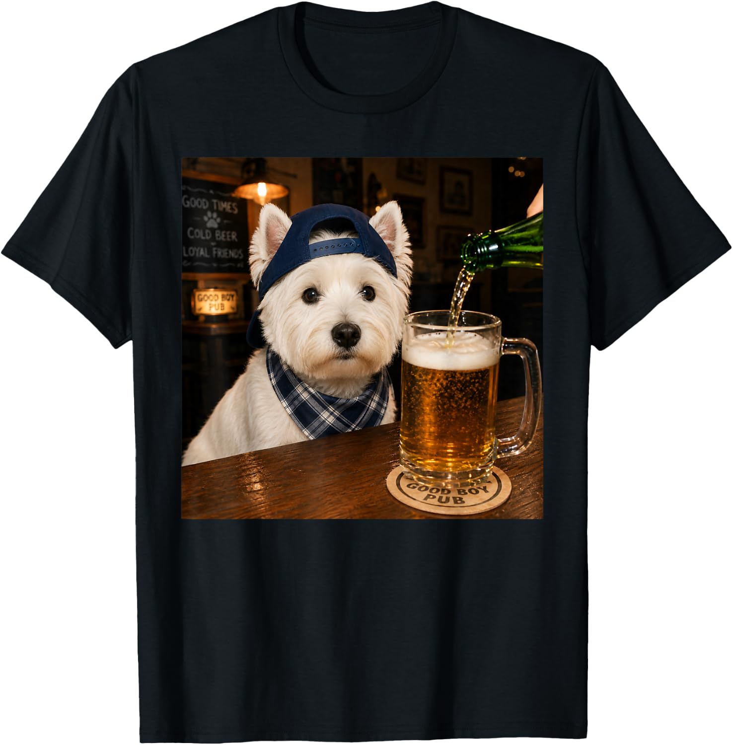 Westie Drinking Beer Funny Dog Meme T-Shirt - T-Shirt | Black