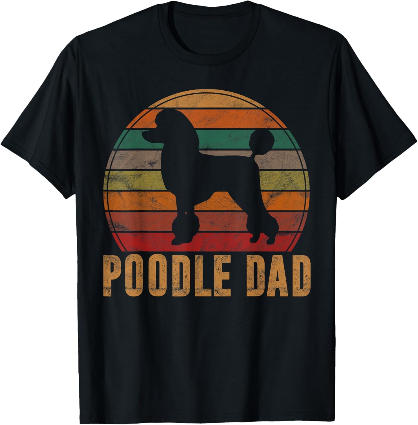 Retro Poodle Dad Dog Owner Pet Poodle Father T-Shirt - T-Shirt | Black