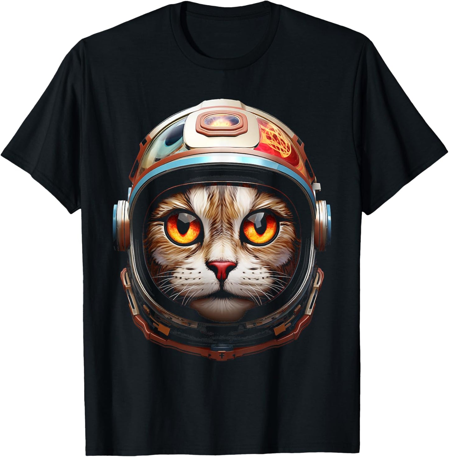 Cat Astronaut Fantasy Graphic Animal Art Cat T-Shirt - T-Shirt | Black