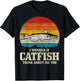 I Wonder If Catfish Think About Me Vintage Funny Catfishing T-Shirt - T-Shirt | Black