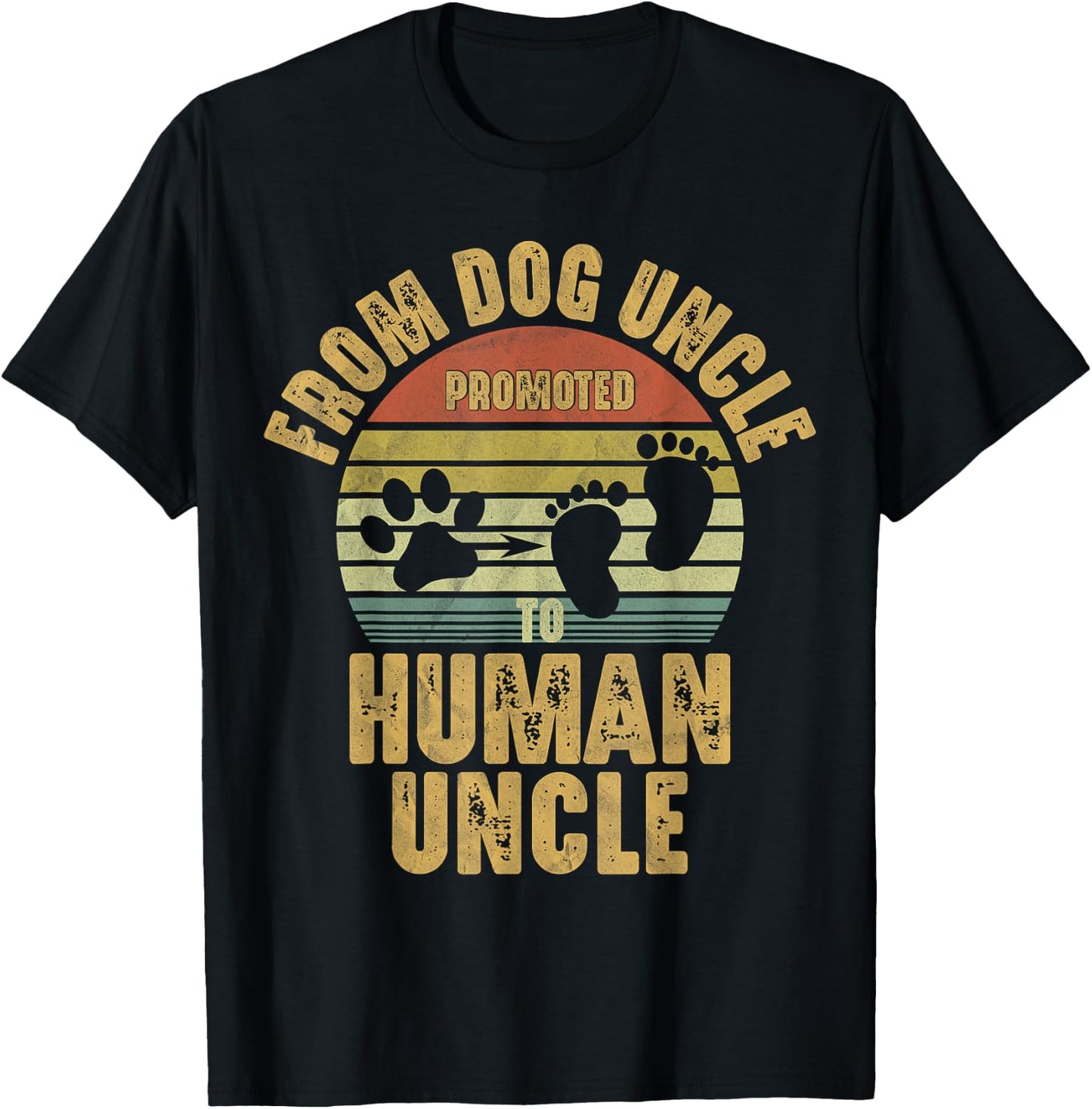 Promoted from Dog Uncle to Human Uncle T-Shirt - T-Shirt | Black