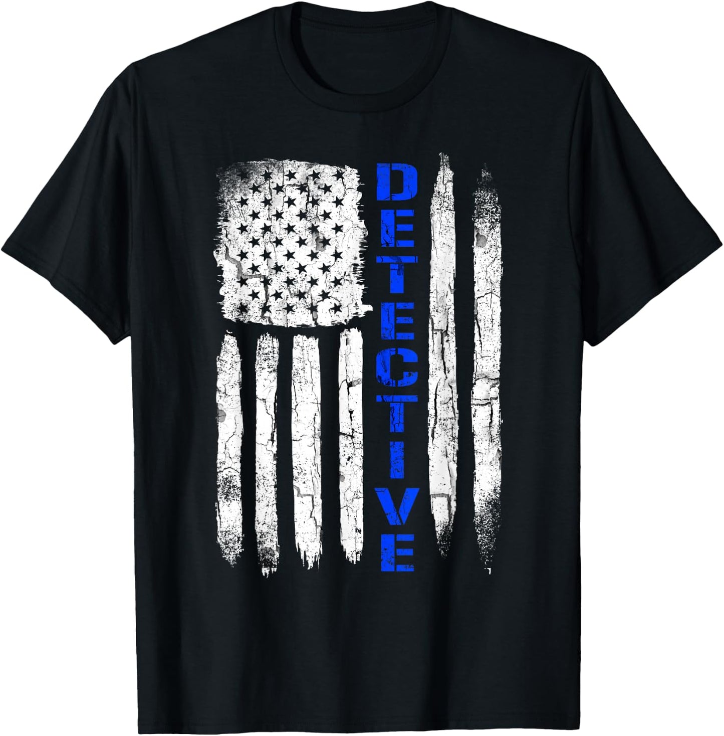 Thin Blue Line Flag American Detective Shirt T-Shirt - T-Shirt | Black