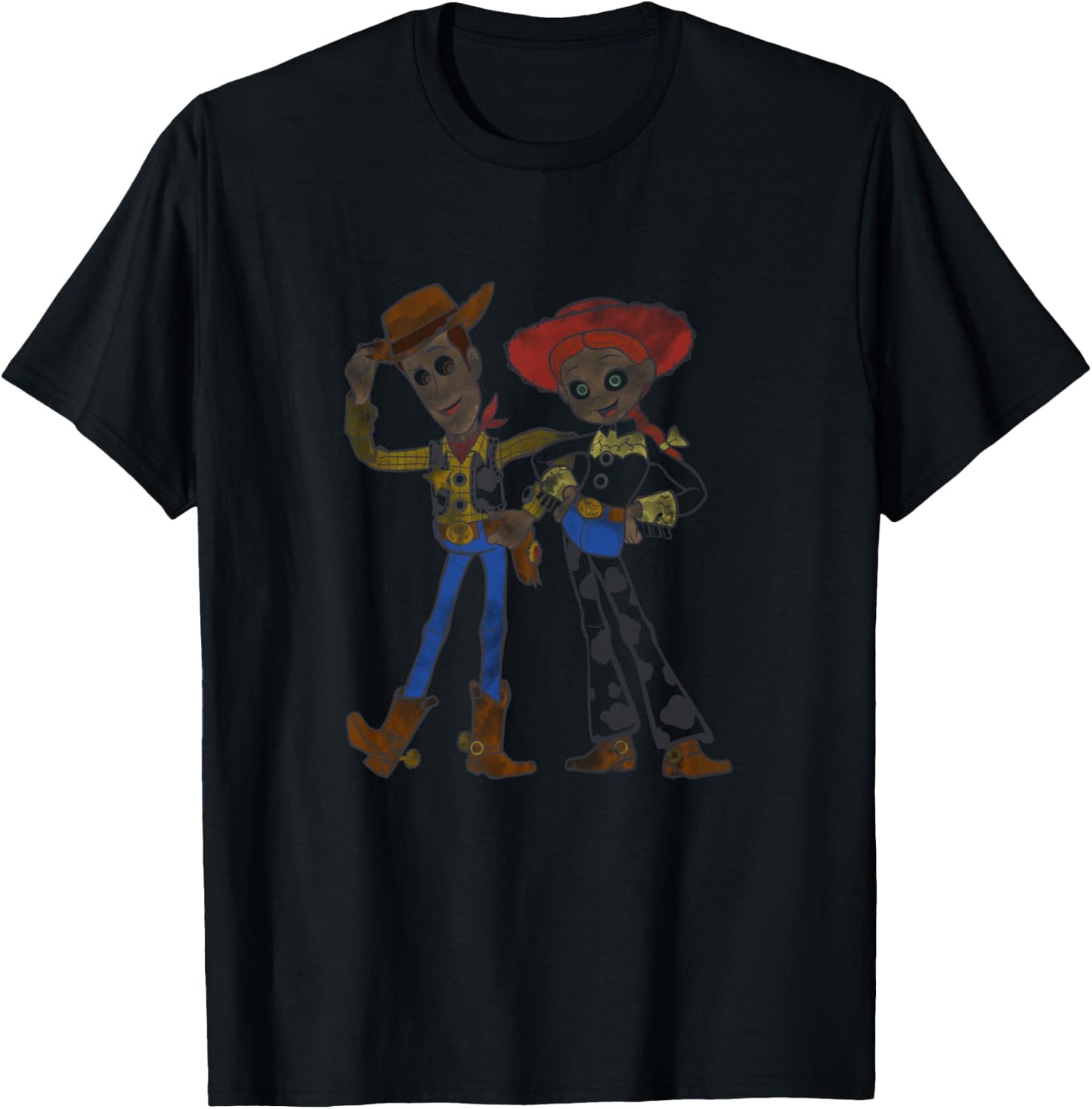 Disney Pixar Toy Story 4 Woody And Jessie T-Shirt - T-Shirt | Black