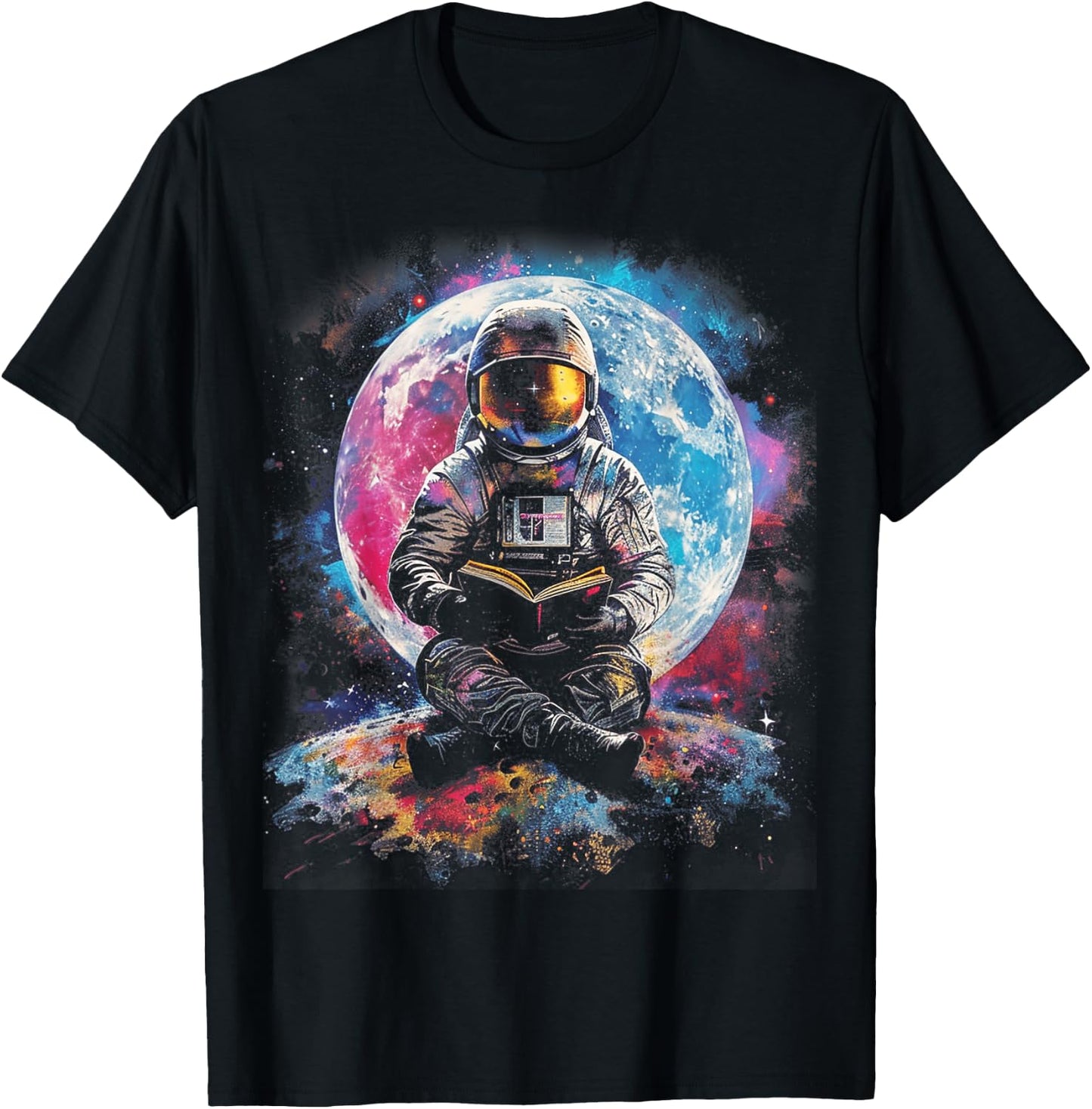 Book Lovers Cool Astronaut Reading Books In Space Kids T-Shirt - T-Shirt | Black