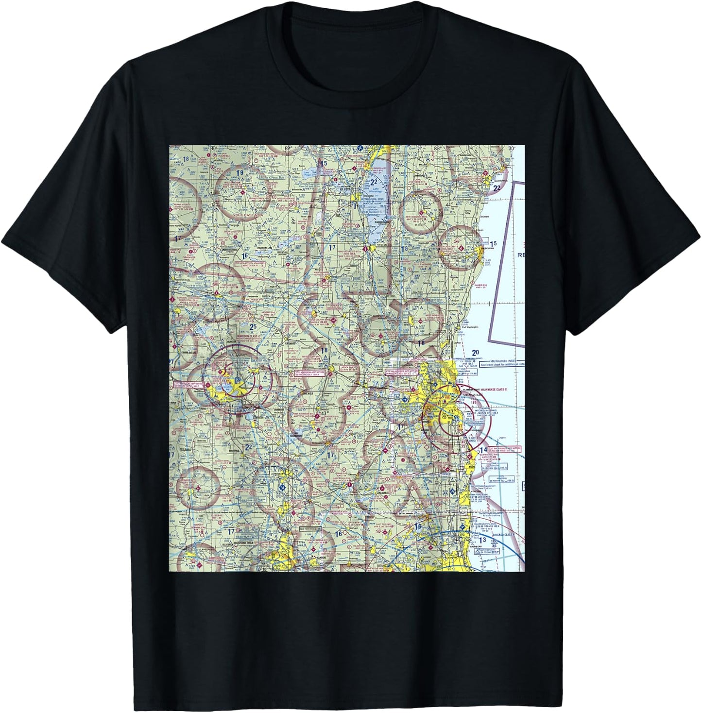 Aeronautical VFR Sectional Chart - Oshkosh T-Shirt - T-Shirt | Black