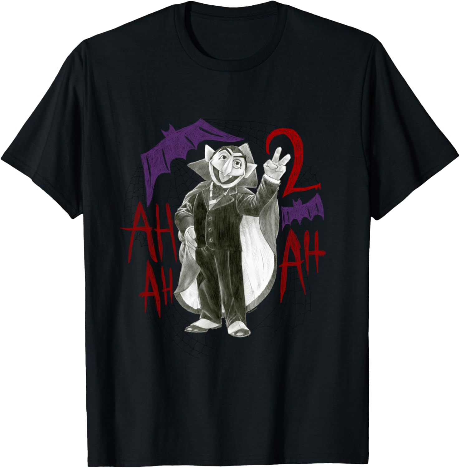 Sesame Street The Count 2Ah Ah T-Shirt - T-Shirt | Black