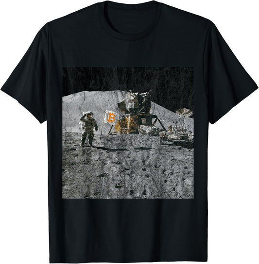 Real Photo From 1969 Apollo 11 BTC Bitcoin To The Moon T-Shirt - T-Shirt | Black