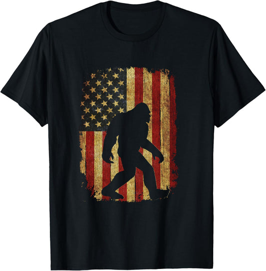 Vintage US Flag Bigfoot Hide and Seek Champion Bigfoot T-Shirt - T-Shirt | Black