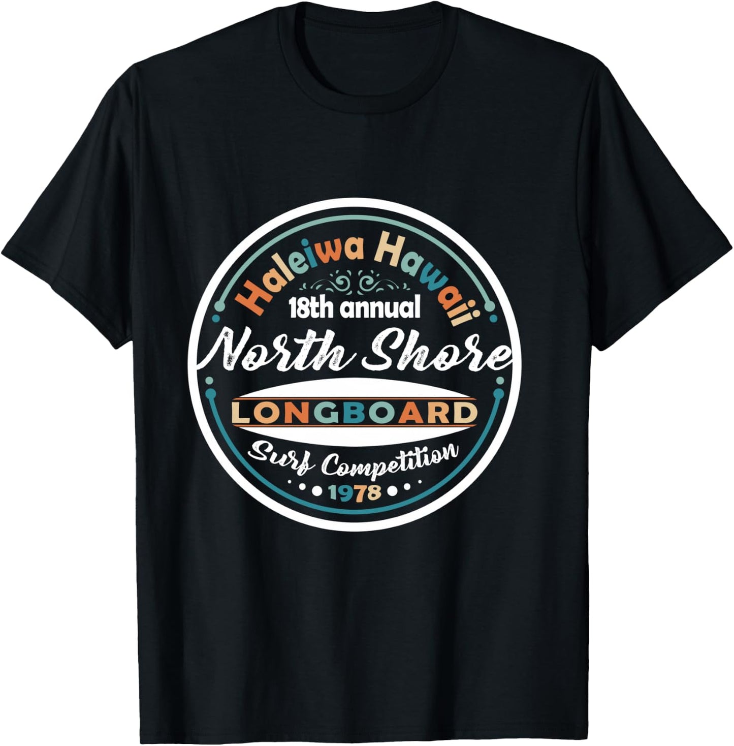 North Shore Long Board Surf Vintage Hawaii Beach T-Shirt - T-Shirt | Black