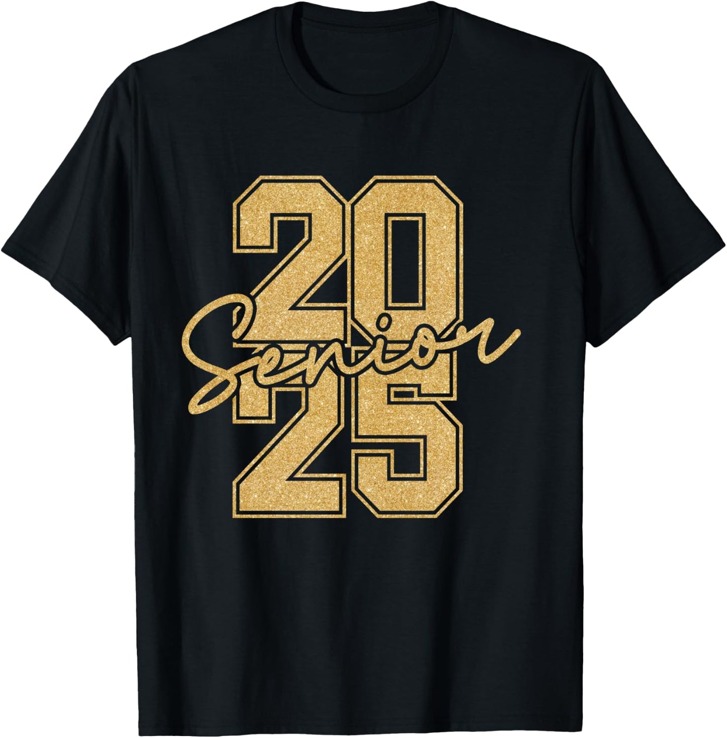Senior 2025 Class of 2025 Gold Black Senior Graduation Gift T-Shirt - T-Shirt | Black