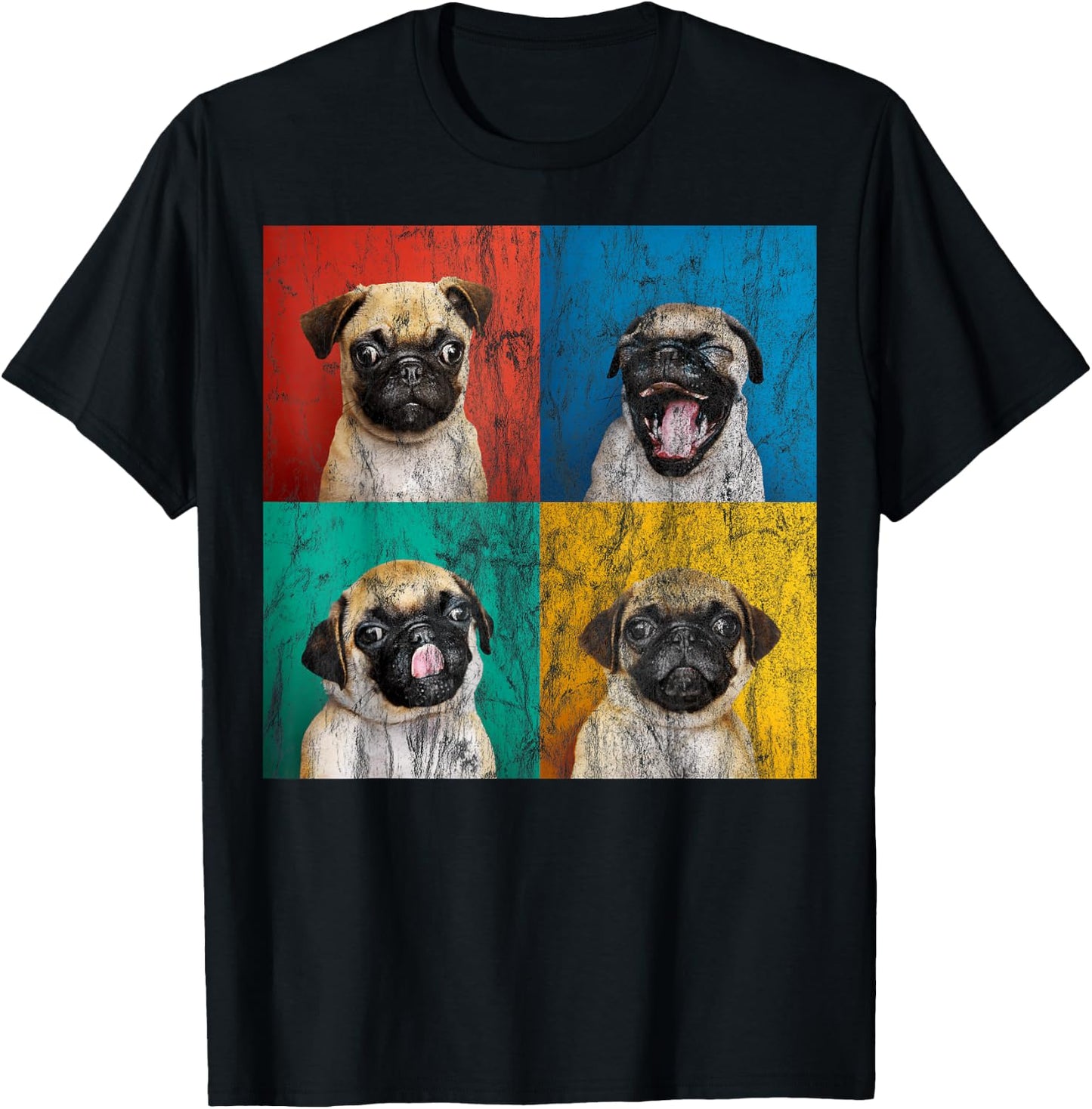 Pug puppy portrait photos Carlino for dog lovers distressed T-Shirt - T-Shirt | Black