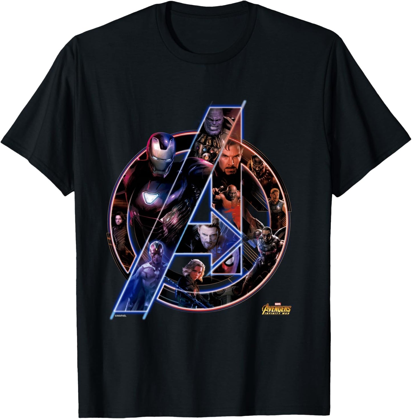 Marvel Avengers Infinity War Neon Team T-Shirt - T-Shirt | Black