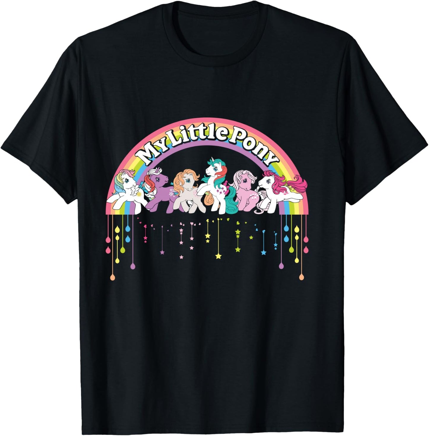 Logo Retro Cartoon Rainbow Dash Fluttershy Rarity T-Shirt - T-Shirt | Black