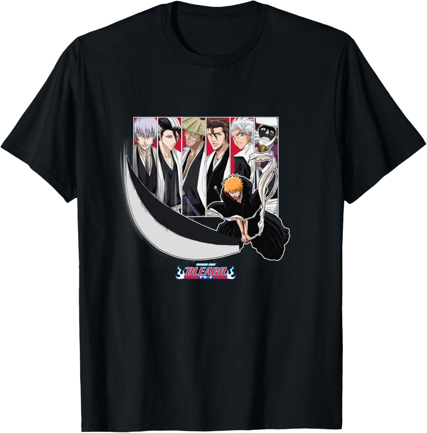 Bleach Ichigo Slash with Characters Anime T-Shirt - T-Shirt | Black