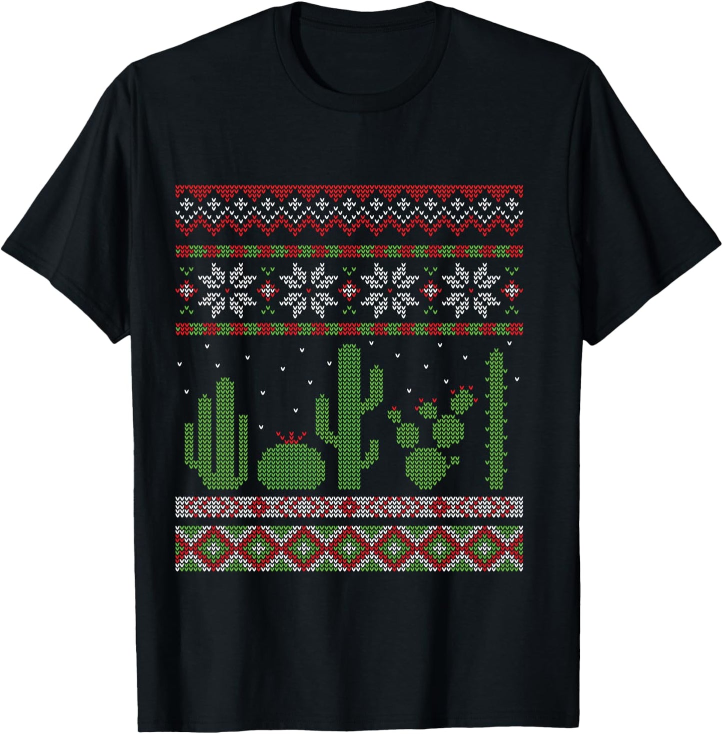 Cactus Ugly Christmas Southwest Cacti Succulent T-Shirt - T-Shirt | Black