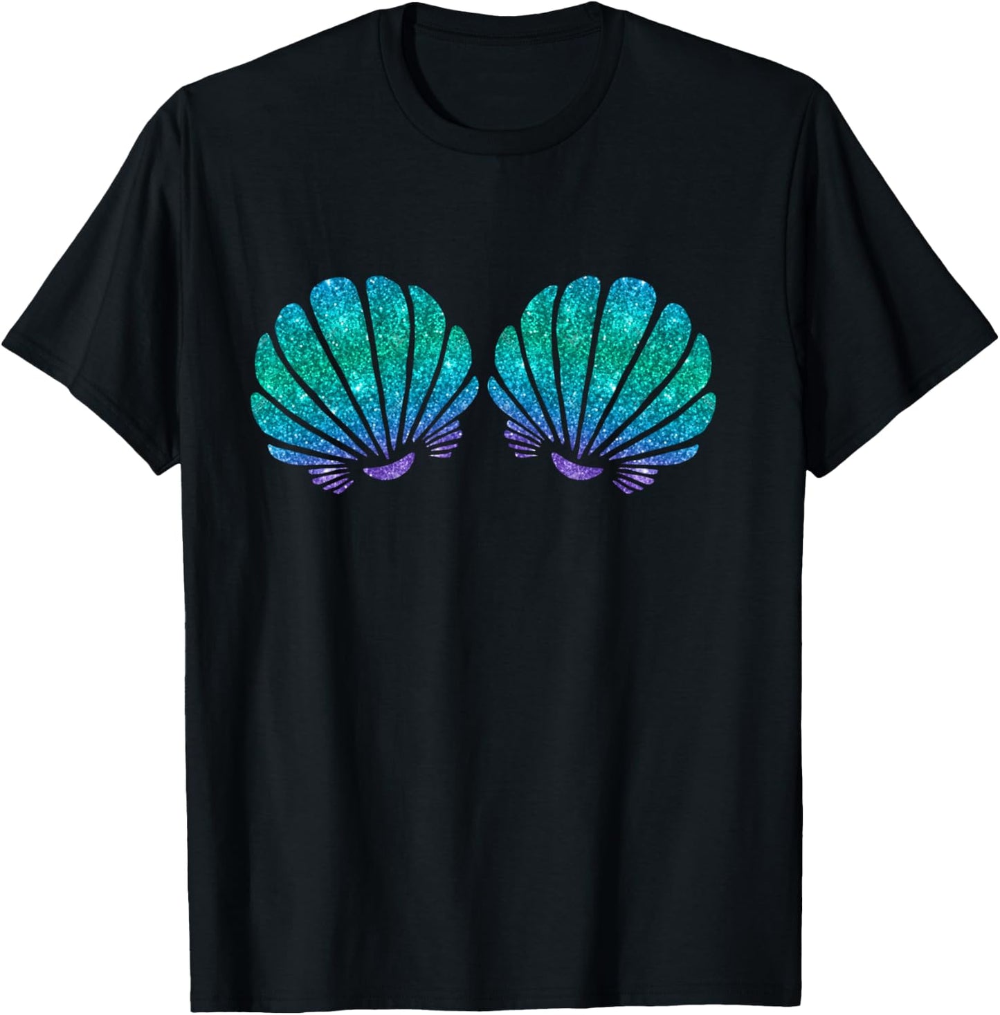 Mermaid Sea Shell Bra Costume T-Shirt - T-Shirt | Black