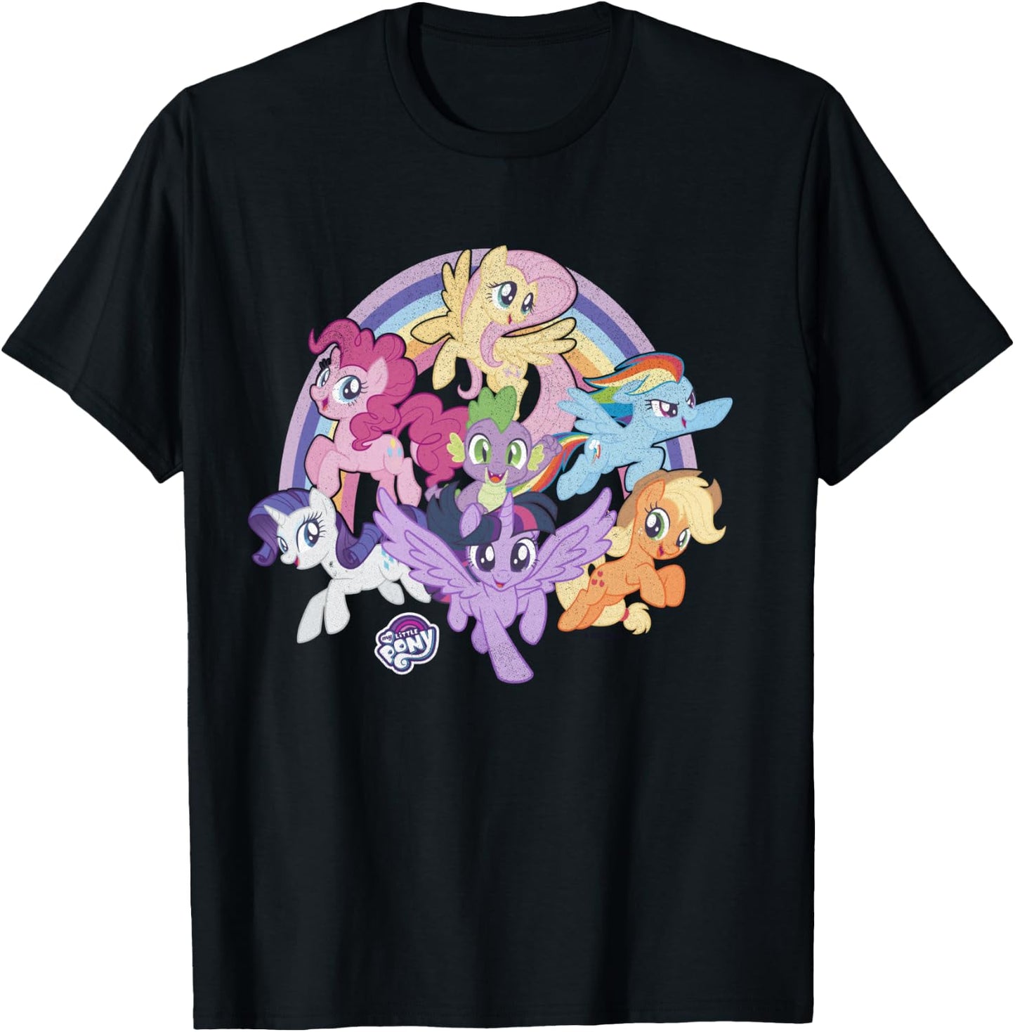 My Little Pony: Friendship Is Magic Rainbow Pony Group Shot T-Shirt - T-Shirt | Black
