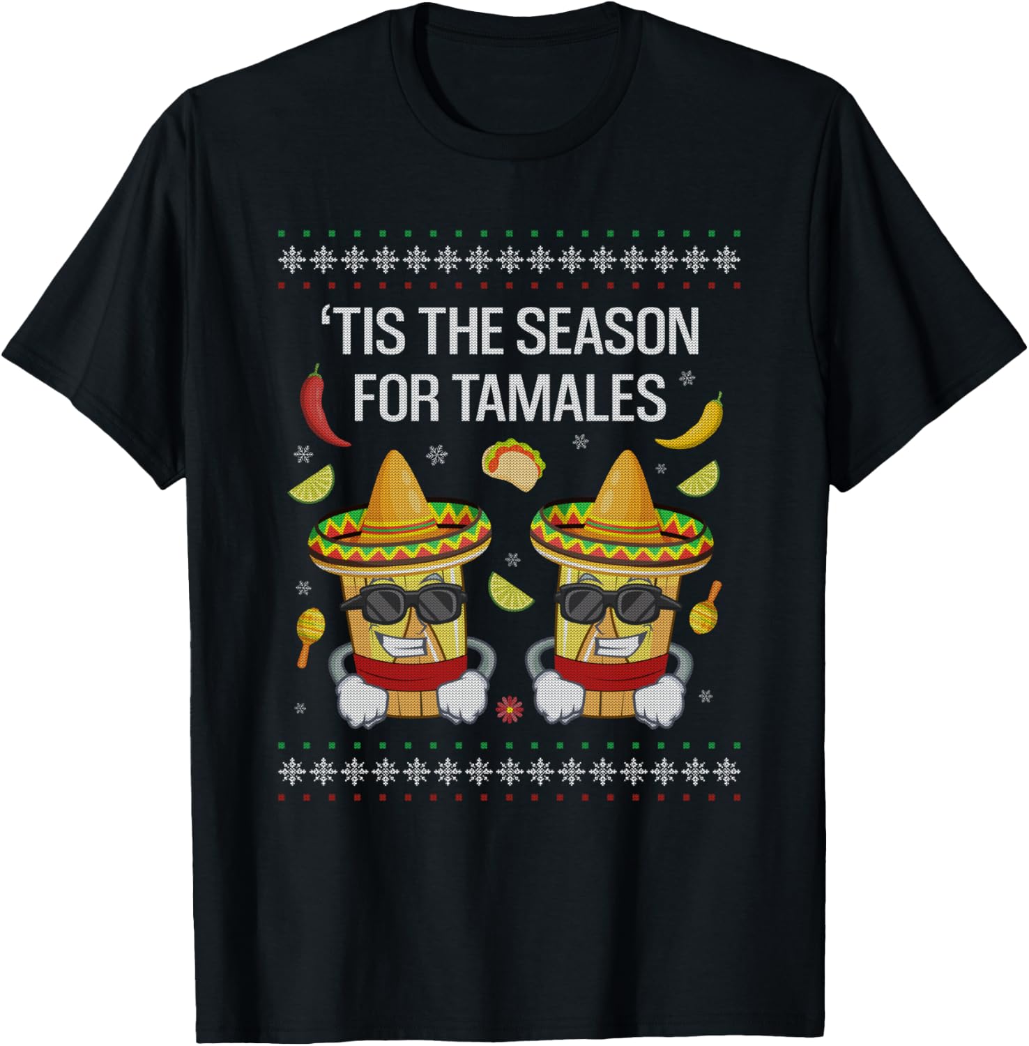 Tamales Ugly Christmas Sweaters Mexican Gifts Women T-Shirt - T-Shirt | Black
