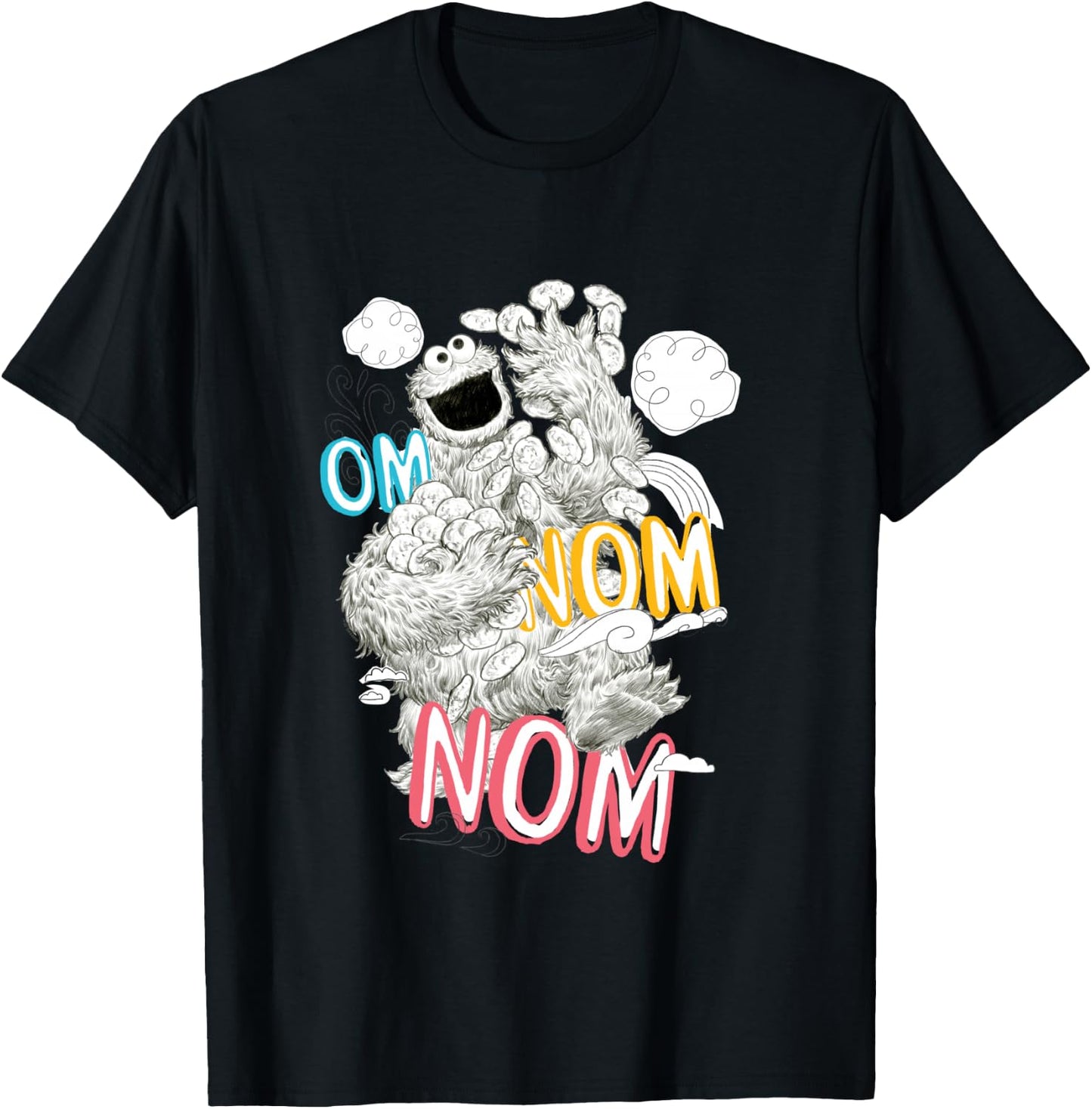 Sesame Street Cookie Monster Om Nom T-Shirt - T-Shirt | Black