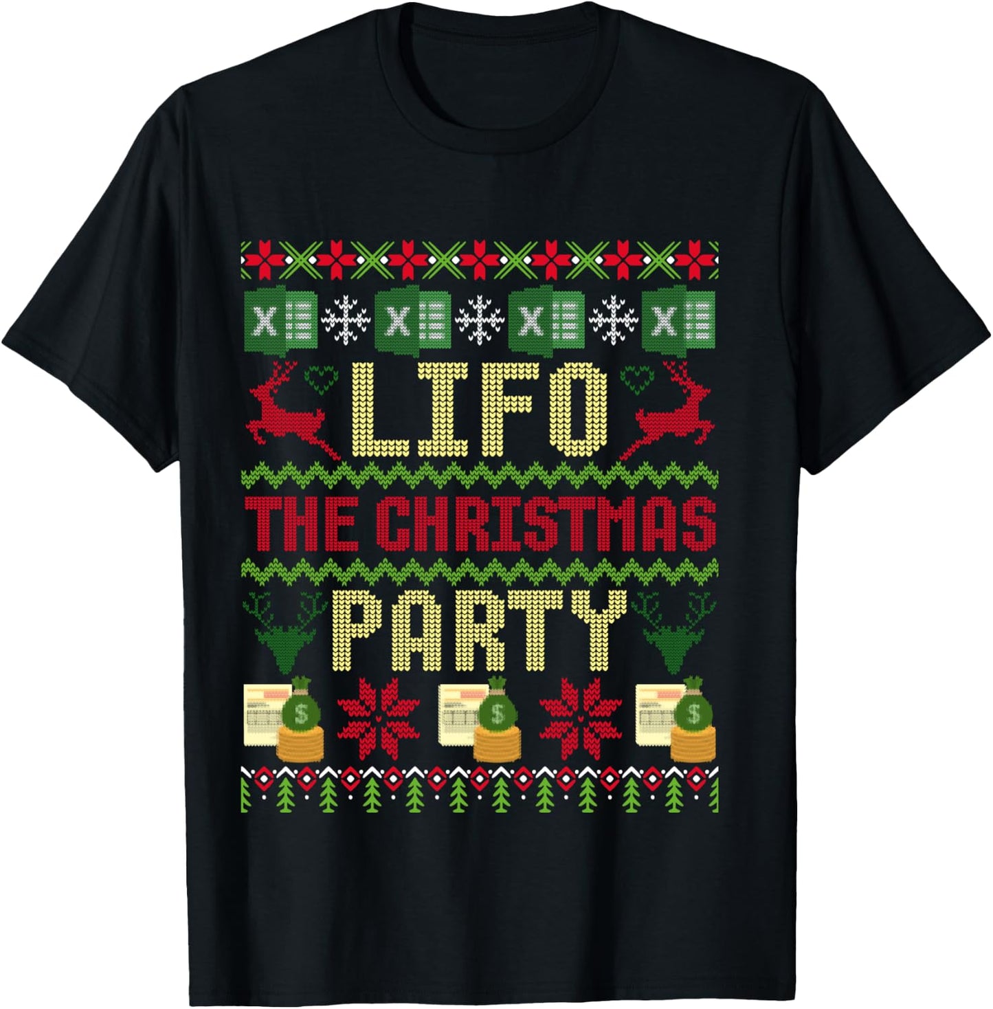 CPA Lifo The Christmas Party Ugly Accountant Sweater Xmas T-Shirt - T-Shirt | Black