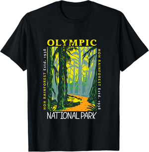 Hoh Rainforest Washington National Park Vintage T-Shirt - T-Shirt | Black