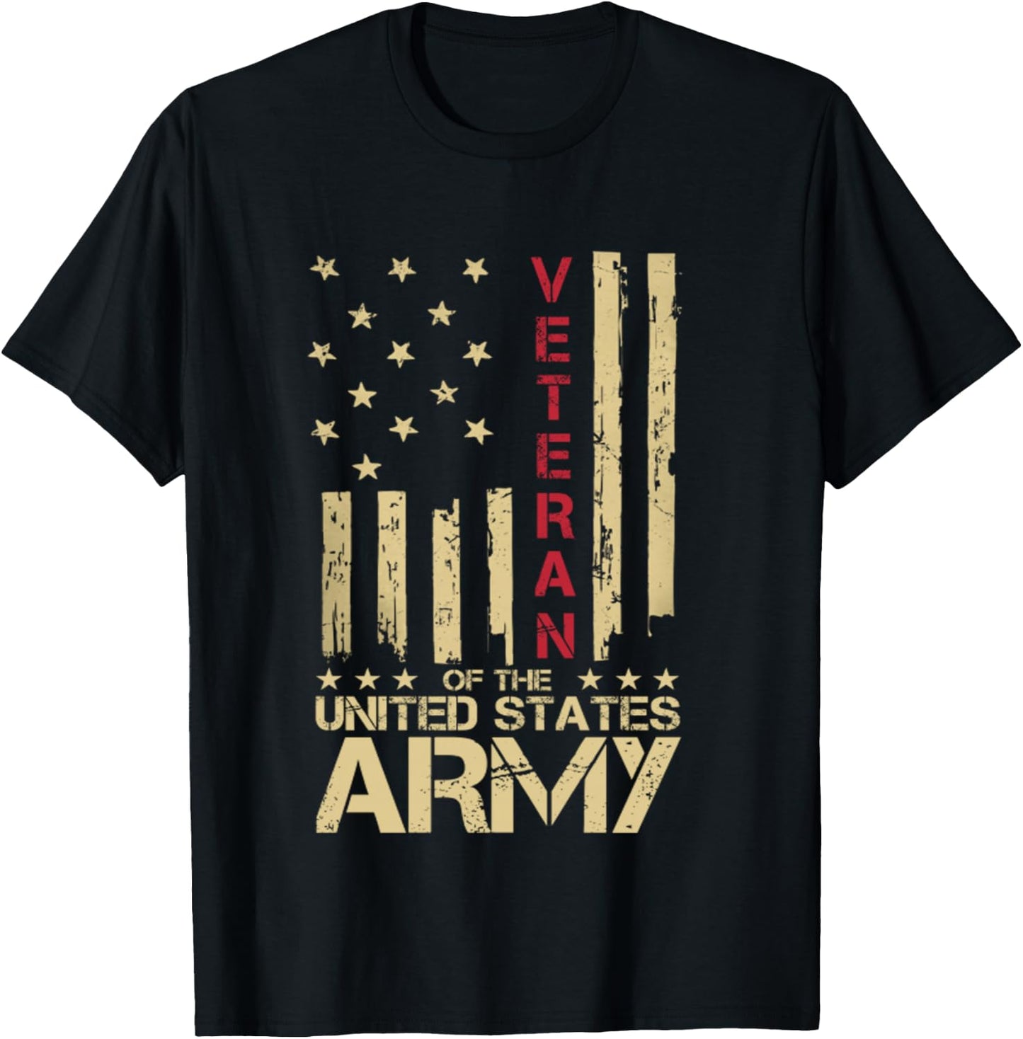 Patriotic U.S Army Veteran Red Line American Flag Vintage T-Shirt - T-Shirt | Black