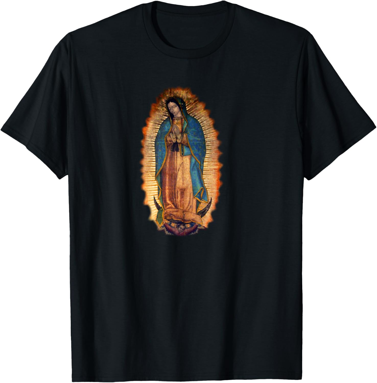 Our Lady of Guadalupe Catholic Mary Image T-Shirt - T-Shirt | Black