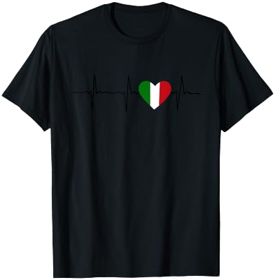 Italy Heartbeat Heart - Italy Heartbeat T-Shirt - T-Shirt | Black