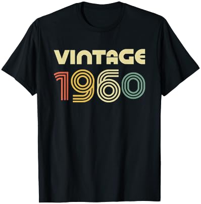 Vintage 1960 Shirt Men Women 65th Birthday T-Shirt - T-Shirt | Black