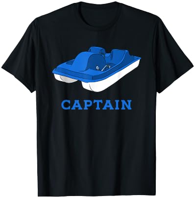 Blue and White Pedal Boat Captain Graphic T-Shirt - T-Shirt | Black