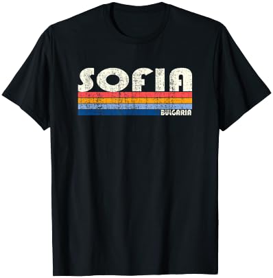 Retro Vintage 70s 80s Style Sofia, Bulgaria T-Shirt - T-Shirt | Black