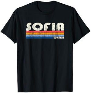 Retro Vintage 70s 80s Style Sofia, Bulgaria T-Shirt - T-Shirt | Black