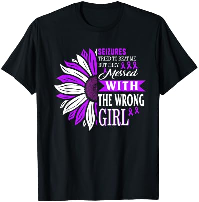 Seizures Tried To Beat Me Epilepsy Warrior Awareness Purple T-Shirt - T-Shirt | Black