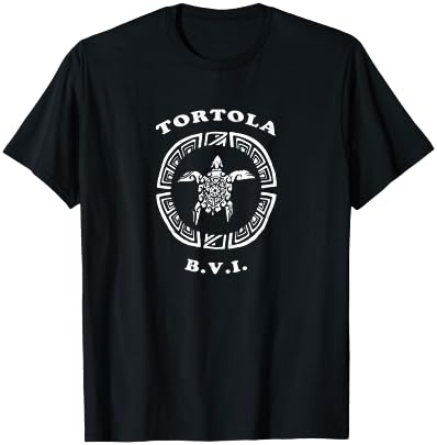 Tortola B.V.I. Vintage Retro Tribal Turtle Vacation T-Shirt - T-Shirt | Black
