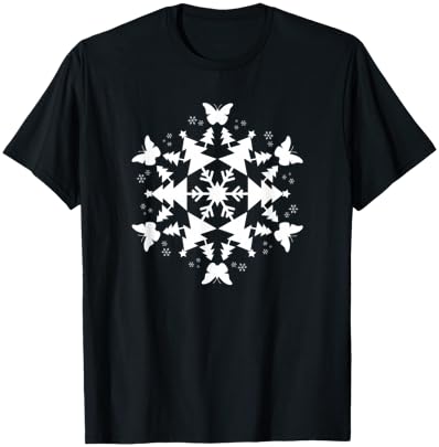 Snowflake Christmas Butterfly T-Shirt - T-Shirt | Black