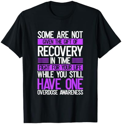 Overdose Awareness Fighter Purple Ribbon Drug Abuse T-Shirt - T-Shirt | Black